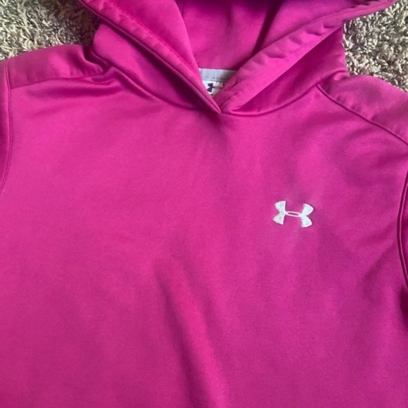 UNDER ARMOUR Magenta Pullover Hoodie Sweatshirt Size S - Picture 3 of 11